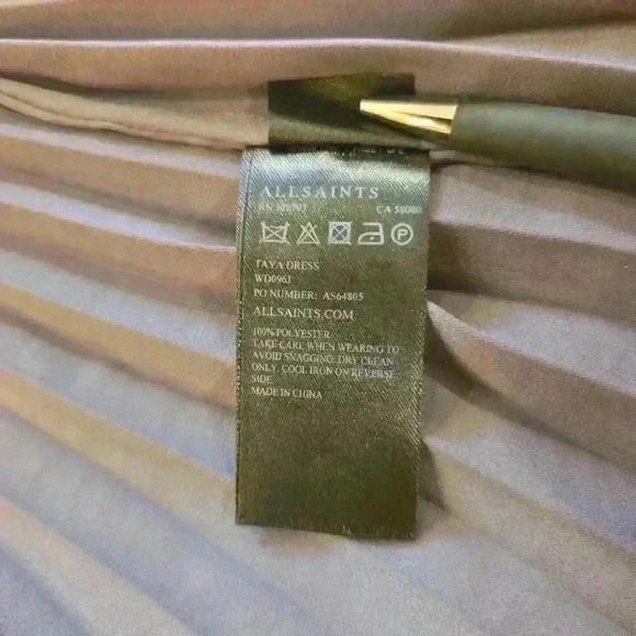 All Saints Taya Sleeveless V-Neck Pleated Dress Gray Womens Size 2 - Picture 9 of 9